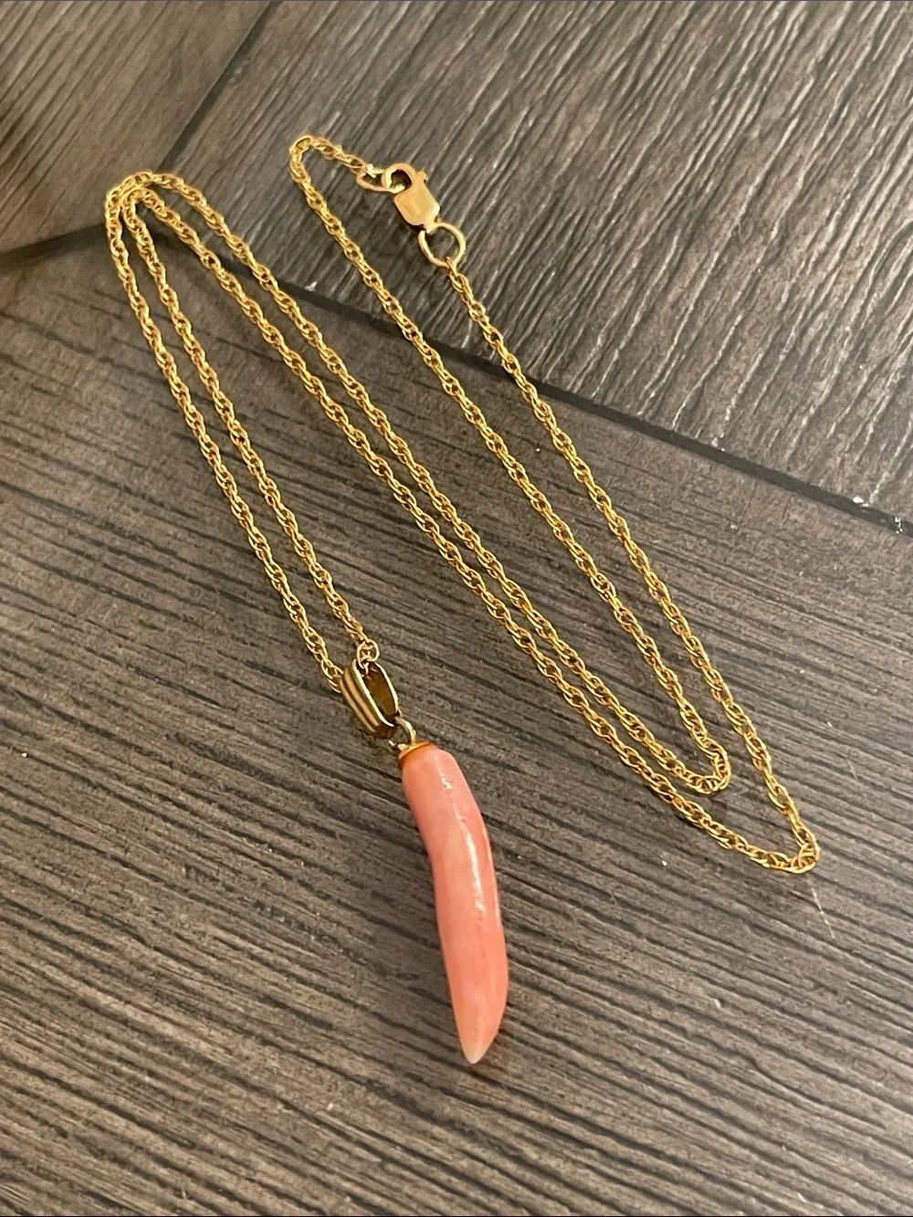 Antique Italian Coral Cornicello Pendant Gold Filled Coral Horn Charm